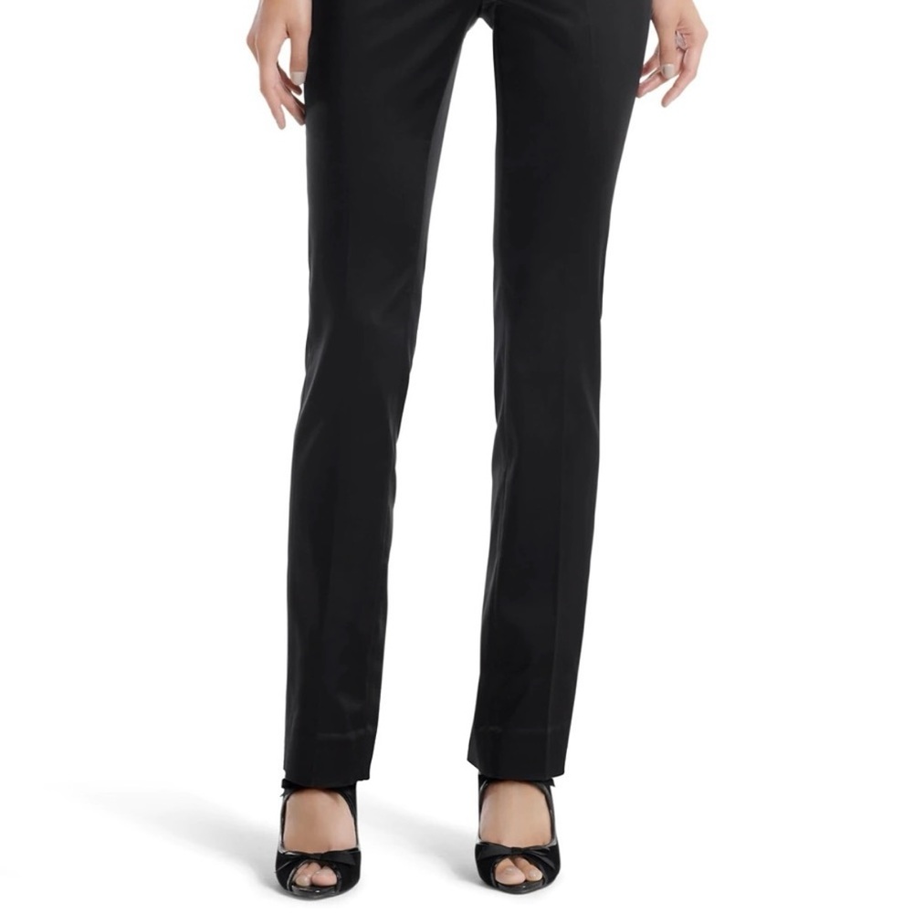 NWT White House Black Market Satin Slim Leg Trouser Pants Black Women’s Size 10 - Picture 3 of 12